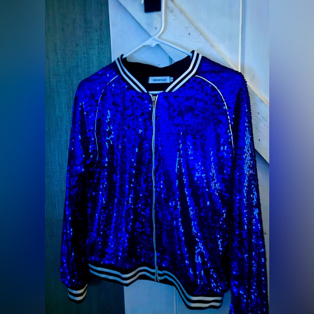 Blue sequin jacket - Picture 4 of 6